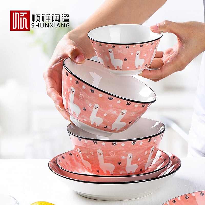 萌羊驼套装餐具