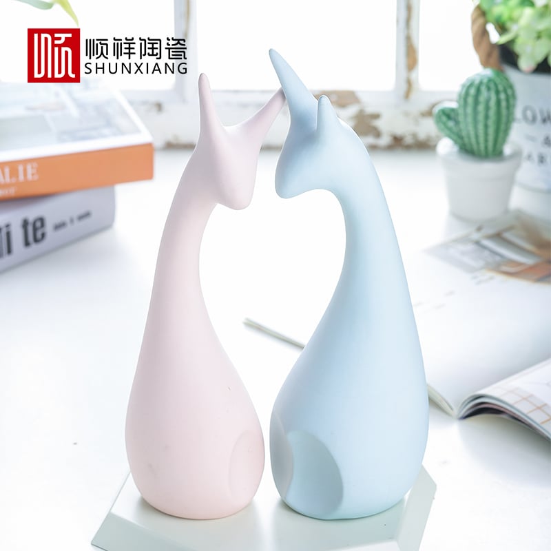 小鹿摆件2件套