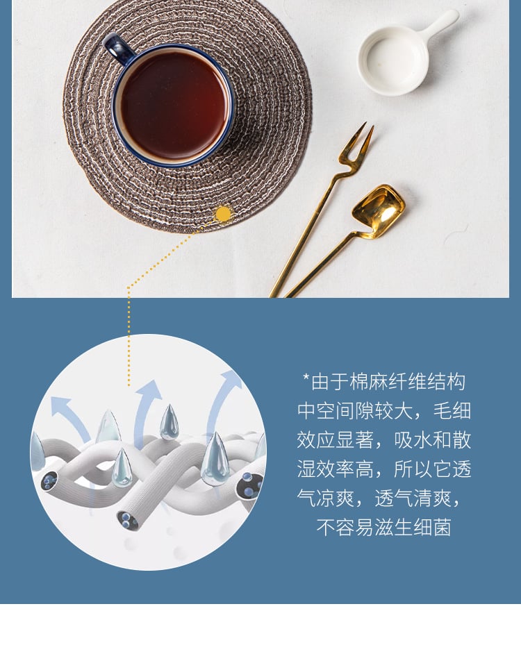 简约圆形餐垫2件套--4件套（蓝--咖）_08