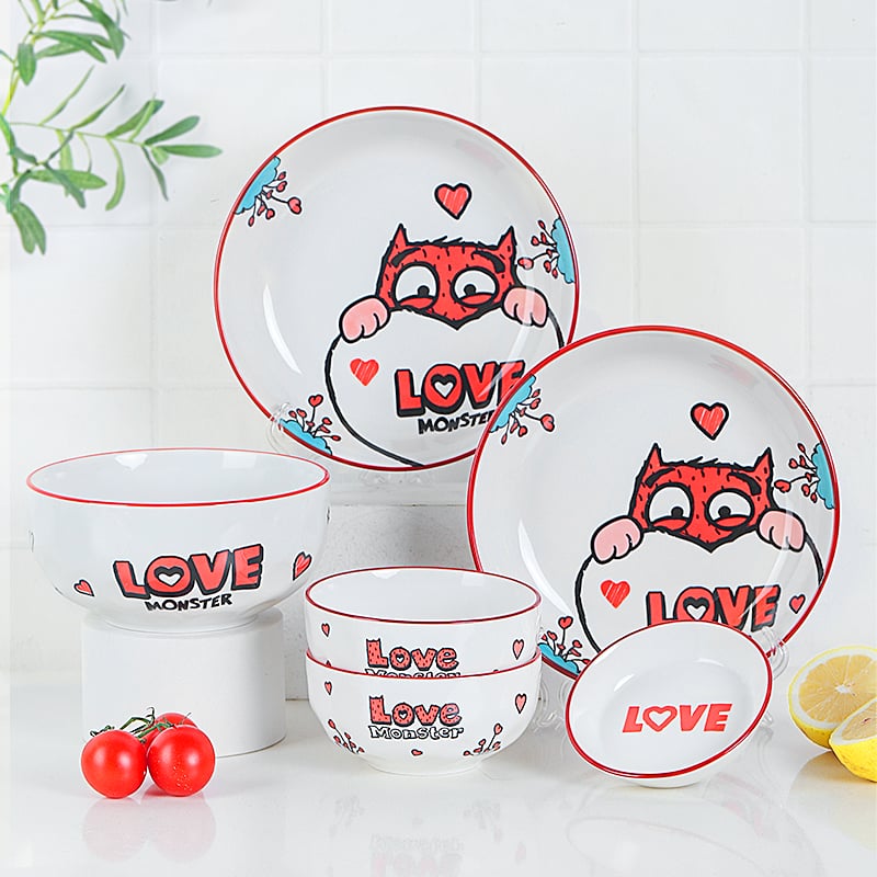 萌趣-小怪兽6件套陶瓷餐具
